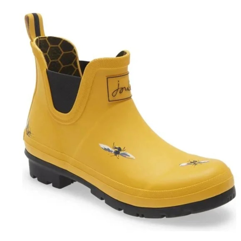 Joules Wellibob Wellies Short Rain Boots Yellow Bees  Brand New